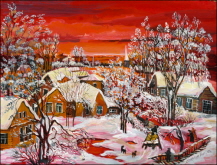 Sunset. Winter in the Village. 2008 